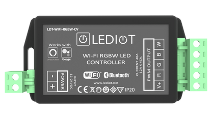 Lediot RGBW LED kontrol cihazı 12-24V WiFi Bluetooth 4x12A ön görünüm