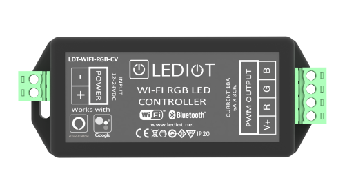 Lediot LDT-WIFI-RGB-CV RGB WiFi Bluetooth LED kontrol cihazı ön görünüm