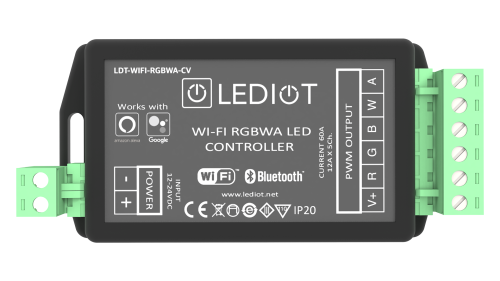 Lediot LDT-WIFI-RGBWA-CV RGBWA WiFi Bluetooth LED kontrol cihazı 5x12A